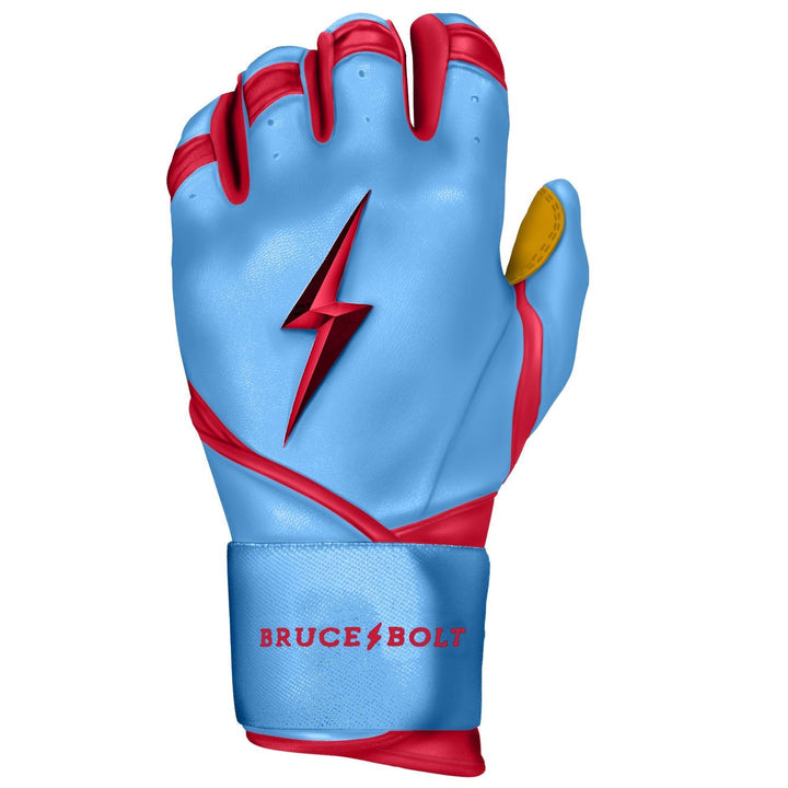 BRUCE BOLT PREMIUM PRO BADER SERIES LONG CUFF BATTING GLOVES | BABY BLUE