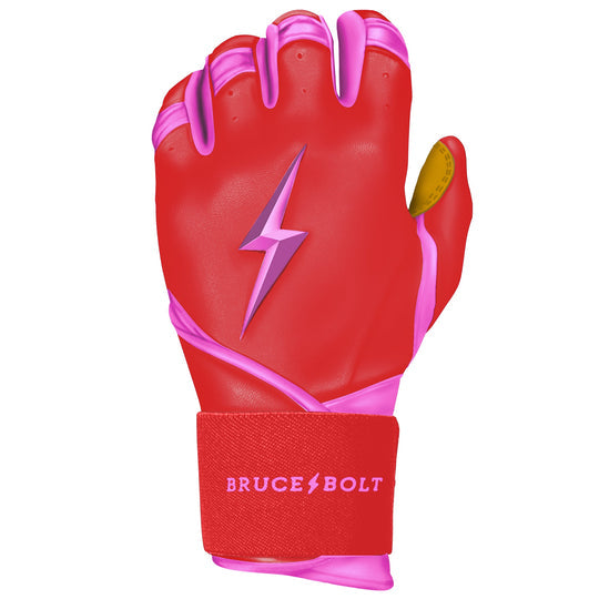 BRUCE BOLT YOUTH PREMIUM PRO BADER SERIES LONG CUFF BATTING GLOVES | PINK