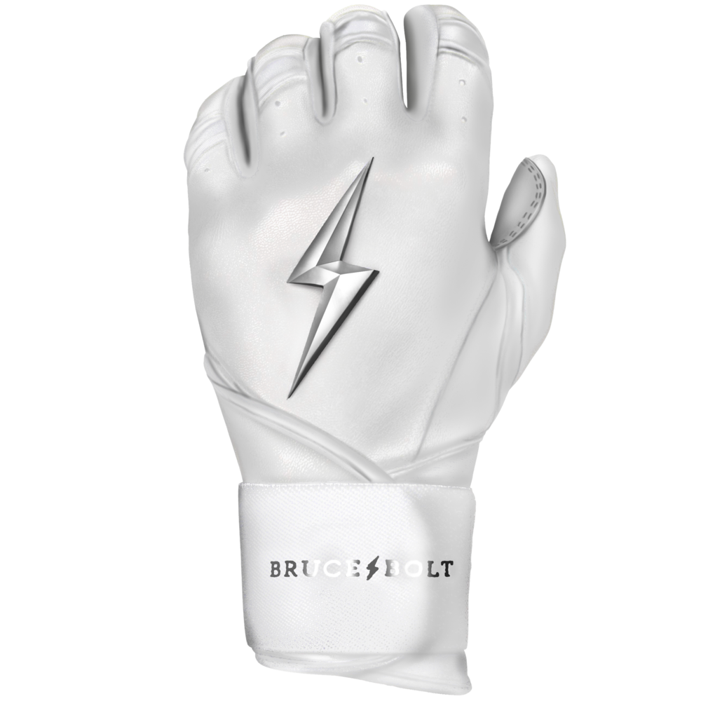 BRUCE BOLT 2021 YOUTH CHROME SERIES LONG CUFF BATTING GLOVES WITH STORAGE BAG