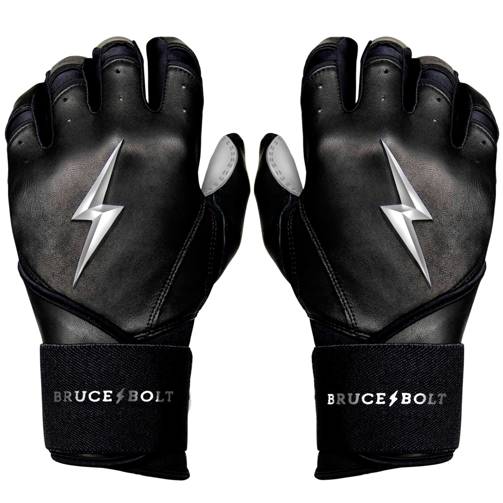 BRUCE BOLT 2021 YOUTH CHROME SERIES LONG CUFF BATTING GLOVES WITH STORAGE BAG